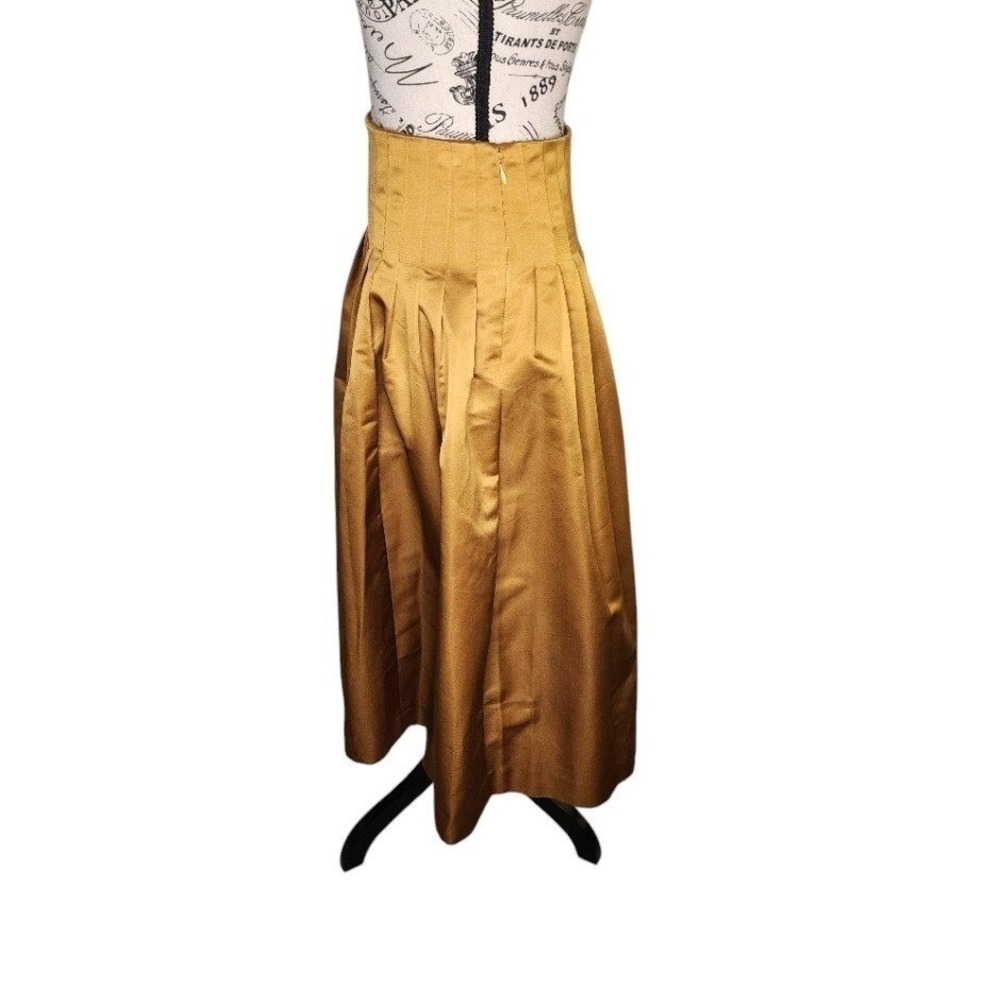 J.Crew Gold Metallic Silk Blend Pleated Midi Skirt Size 00 NWT